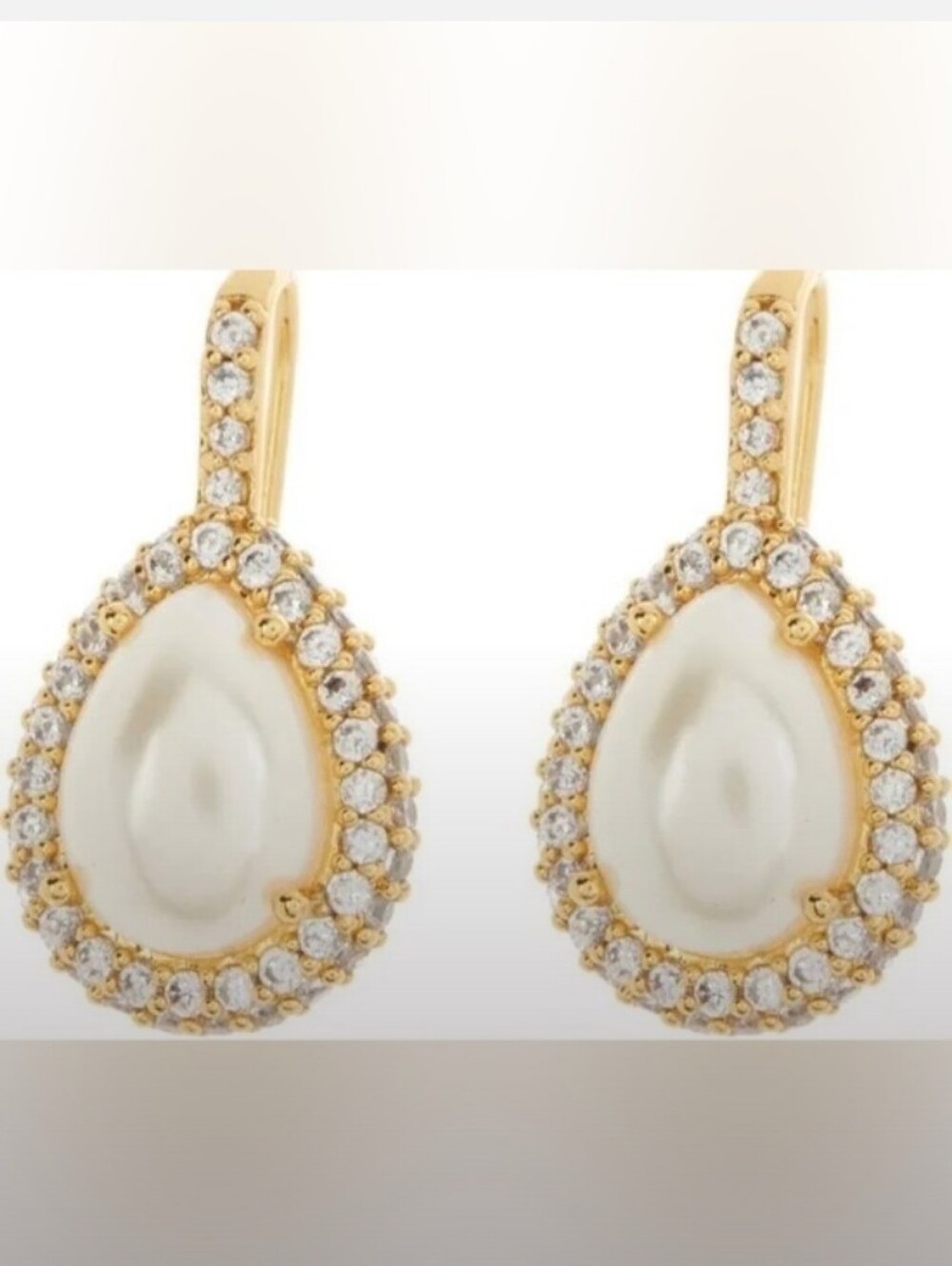 Kate Spade- Pave Halo Drop Earrings (Cream & Gold ) - Picture 4 of 6